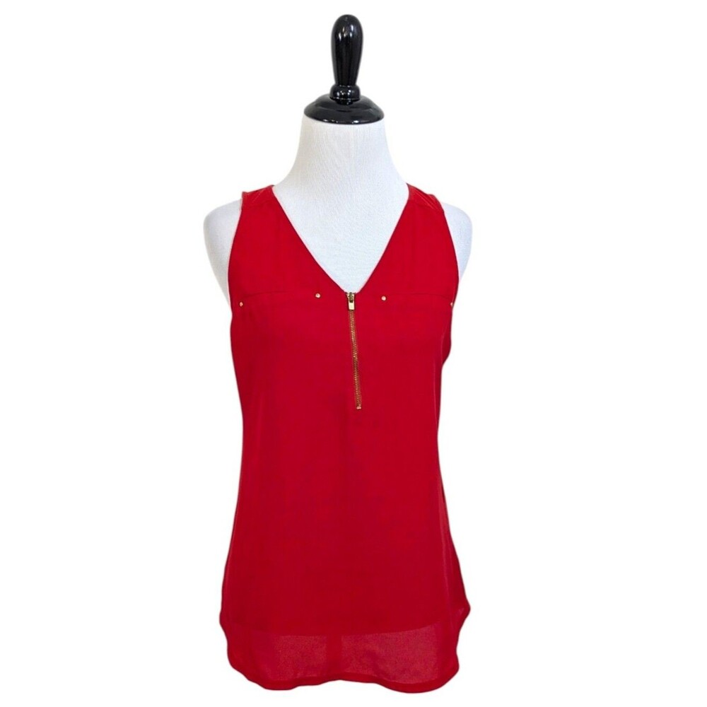 Express Red Zipper Front Sleeveless Blouse - Size Small Womens